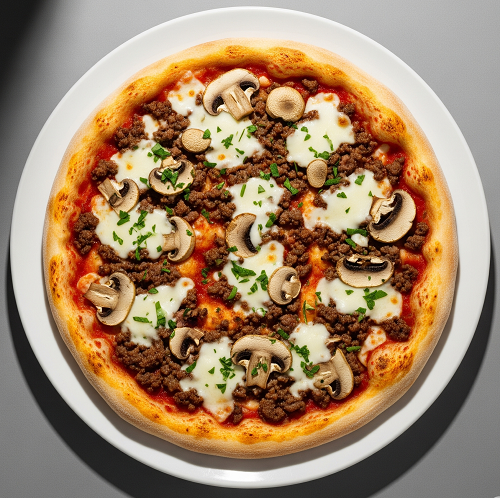 Spicy Beef, Mushroom & Peppers Pizza 
