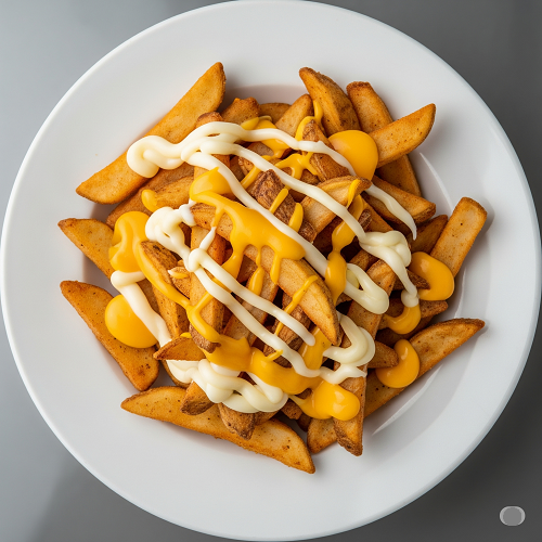 Chips, Cheddar Cheese & Curry Sauce 